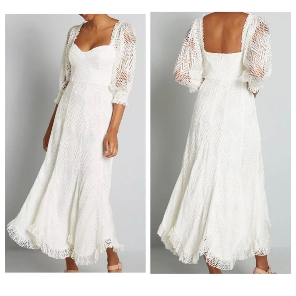 Hutch Maxi Dress You Are a Vision Cream Crochet Sweetheart Neckline